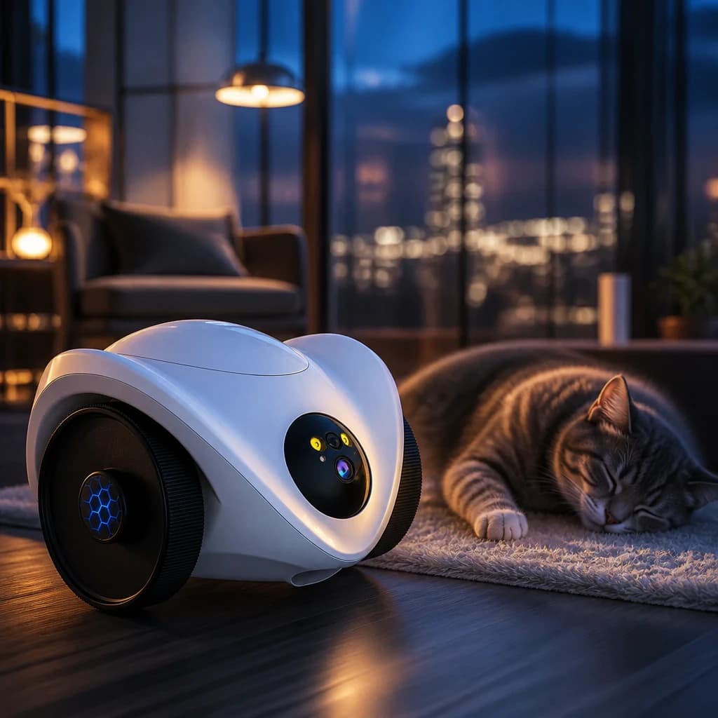 De pawbotics.nl robot bij een kitten in de woonkamer